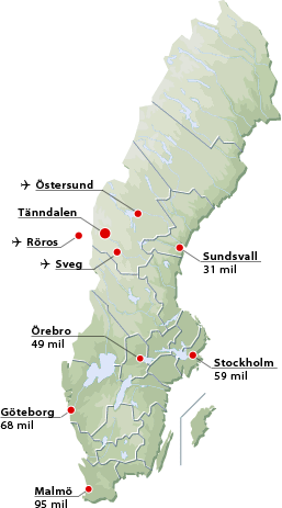 Karta - Avstånd och flygplatser